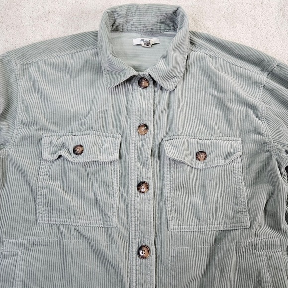 Madewell Yorkway‎ Corduroy Shirt Jacket Women's Size M Sage Utility Shacket Fall - Picture 4 of 8